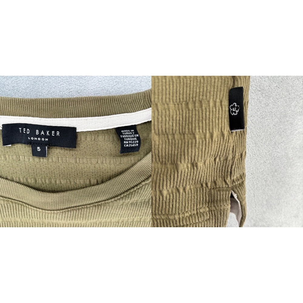 Ted Baker London Kingsrd Olive Green Textured Short Sleeve Tee Mens 5 XL - Picture 3 of 8